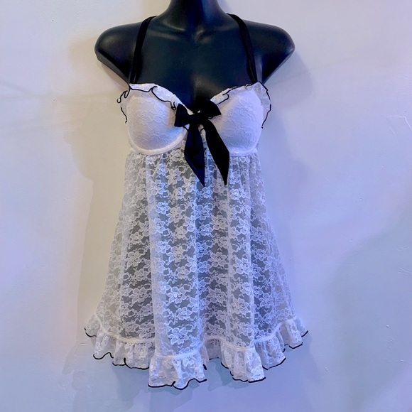 La SENZA Other - NWOT Babydoll white lace halter-style lingerie